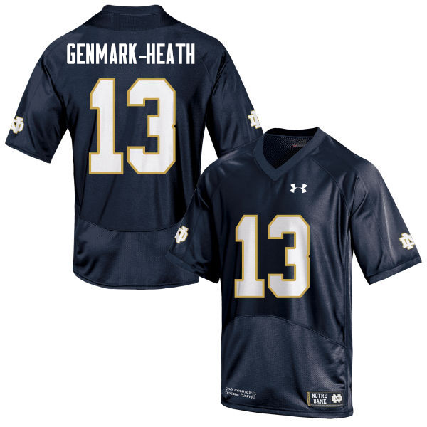 Men's NCAA Notre Dame Fighting Irish #13 Jordan Genmark-Heath Stitched College Under Armour Authentic Navy Football Jersey RQ10O70WR